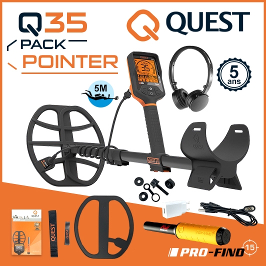Detecteur de metaux Quest Q35 avec un Pointer pour localiser un objet métallique