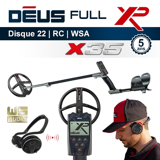 XP Deus avec télécommande, casque WSA et bobine de recherche de 22 cm