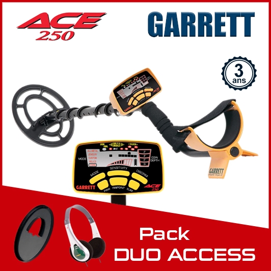 Detecteur de metaux Garrett Ace 250 avec l'ensemble des accessoires de détection indispensables