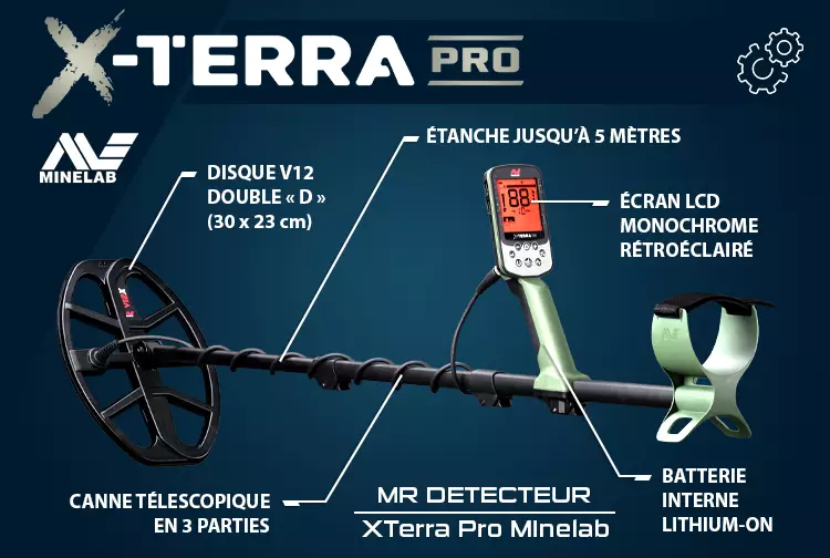Minelab X-Terra Pro : le détecteur étanche à une profondeur maximale de 5m