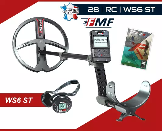 XP Deus 2 RC équipé du disque 28FMF et du casque WS6 ST