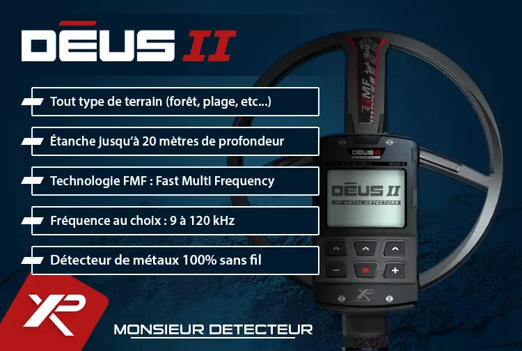 Toutes les caractéristiques techniques du détecteur XP DÉUS 2 FMF