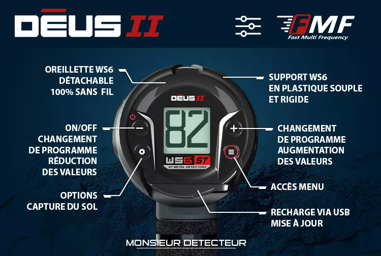 Fiche technique du détecteur XP Déus 2 FMF